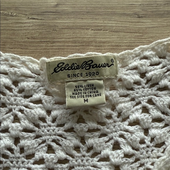 Eddie Bauer Cream Crochet Women's Cardigan - Picture 2 of 6